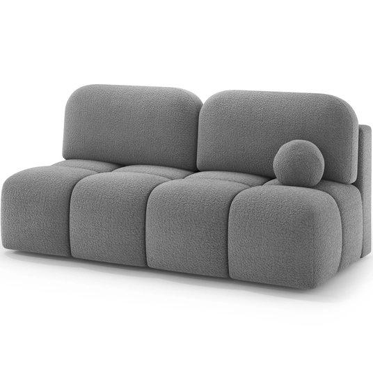 Nuwia sofa with sleeping function and storage box, grey bouclé upholstery, Modern, White