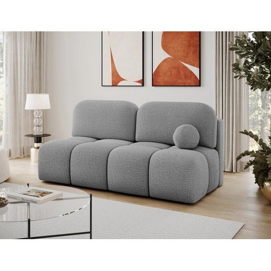 Nuwia sofa with sleeping function and storage box, grey bouclé upholstery, Modern, White
