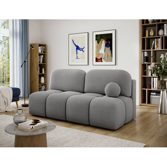 Nuwia sofa with sleeping function and storage box, grey bouclé upholstery, Modern, White