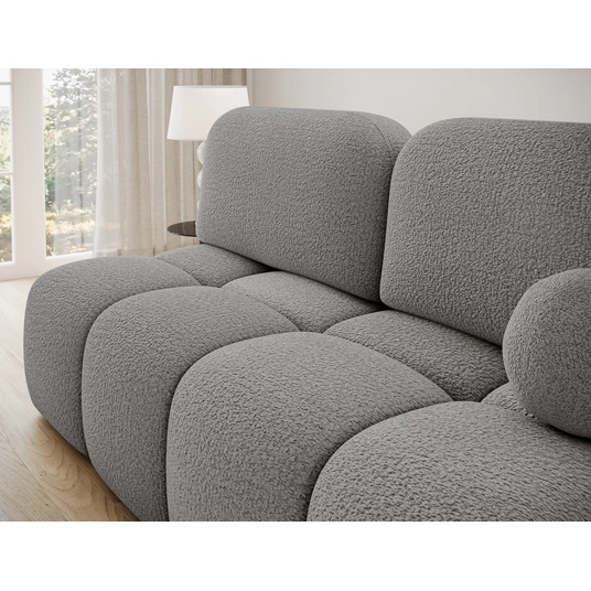 Nuwia sofa with sleeping function and storage box, grey bouclé upholstery, Modern, White