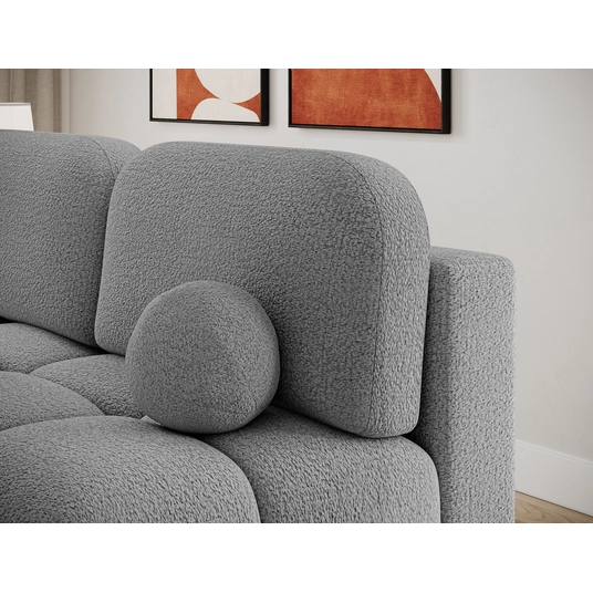 Nuwia sofa with sleeping function and storage box, grey bouclé upholstery, Modern, White
