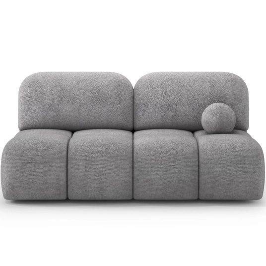 Nuwia sofa with sleeping function and storage box, grey plush upholstery, Modern, Gray