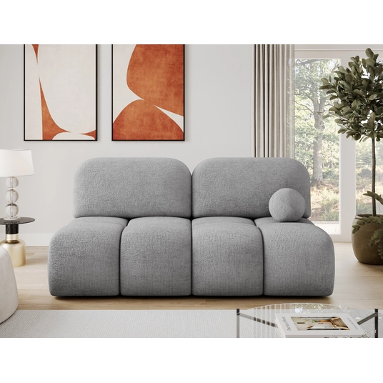 Nuwia sofa with sleeping function and storage box, grey plush upholstery, Modern, Gray