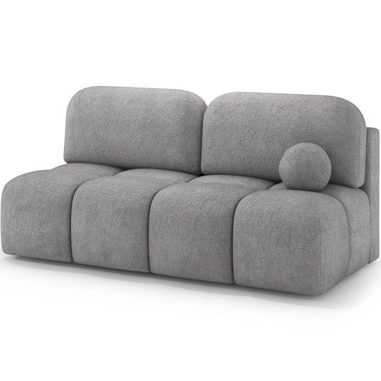 Nuwia sofa with sleeping function and storage box, grey plush upholstery, Modern, Gray