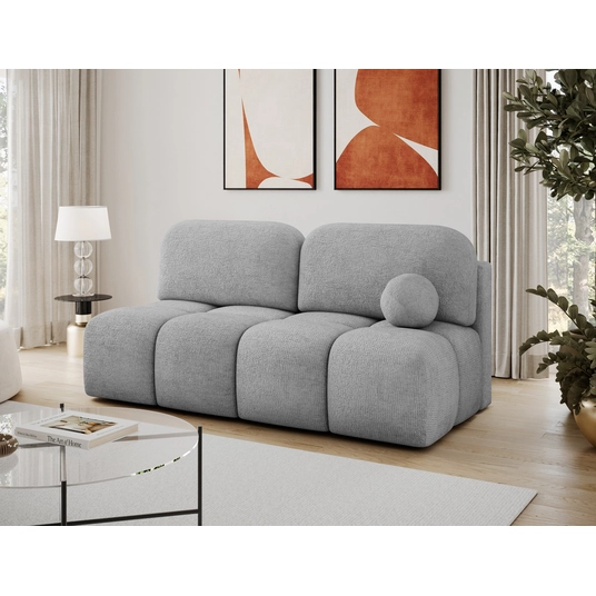 Nuwia sofa with sleeping function and storage box, grey plush upholstery, Modern, Gray