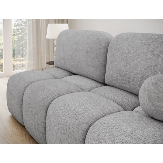 Nuwia sofa with sleeping function and storage box, grey plush upholstery, Modern, Gray