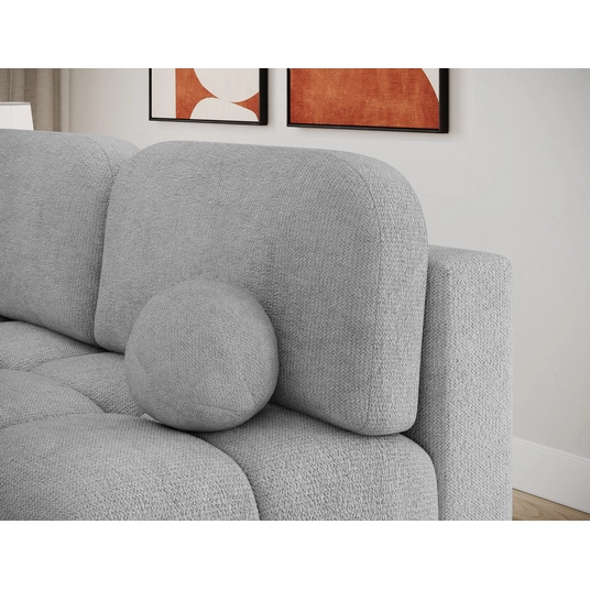 Nuwia sofa with sleeping function and storage box, grey plush upholstery, Modern, Gray