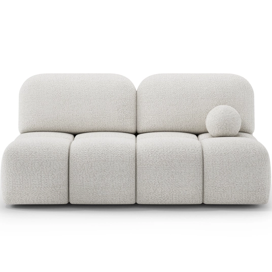 Nuwia sofa with sleeping function and storage box, white bouclé upholstery, Modern, Gray