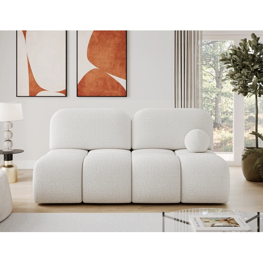 Nuwia sofa with sleeping function and storage box, white bouclé upholstery, Modern, Gray