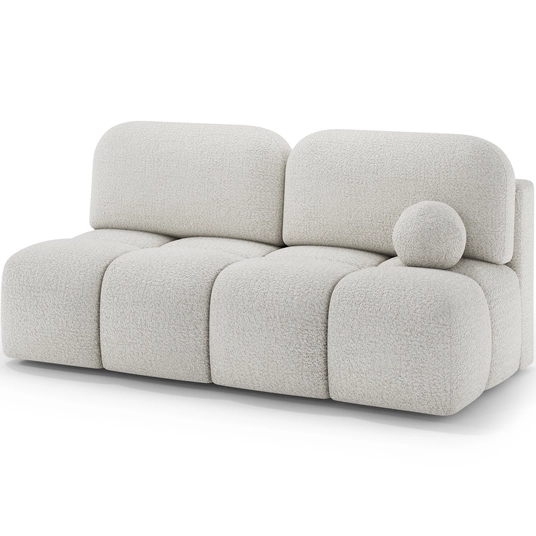 Nuwia sofa with sleeping function and storage box, white bouclé upholstery, Modern, Gray