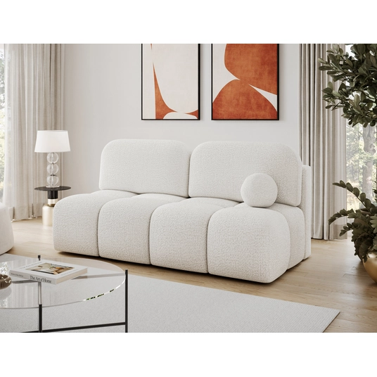 Nuwia sofa with sleeping function and storage box, white bouclé upholstery, Modern, Gray