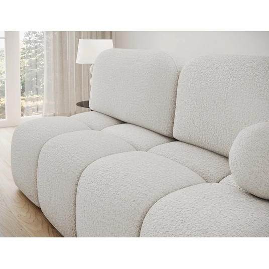 Nuwia sofa with sleeping function and storage box, white bouclé upholstery, Modern, Gray