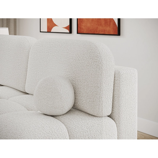 Nuwia sofa with sleeping function and storage box, white bouclé upholstery, Modern, Gray