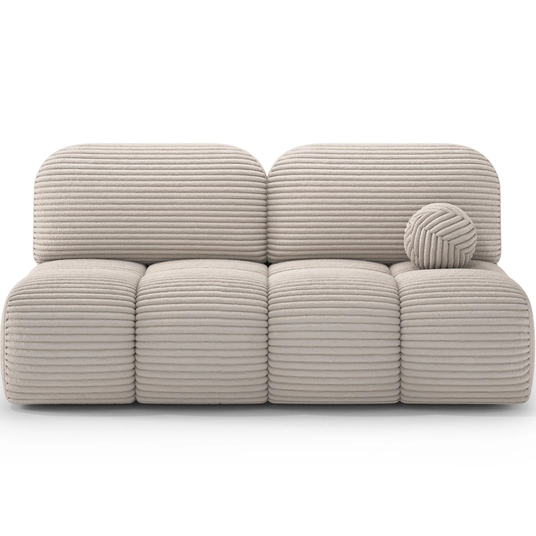 Nuwia sofa with sleeping function and storage box, white velvet upholstery, Modern, Beige