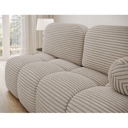 Nuwia sofa with sleeping function and storage box, white velvet upholstery, Modern, Beige