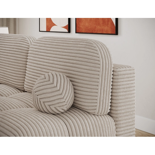 Nuwia sofa with sleeping function and storage box, white velvet upholstery, Modern, Beige