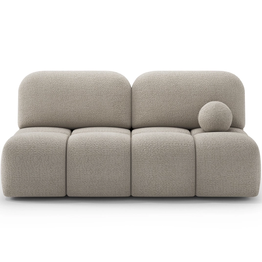 Nuwia sofa with sleeping function and storage box, beige bouclé upholstery, Modern, Beige