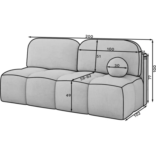 Nuwia sofa with sleeping function and storage box, beige bouclé upholstery, Modern, Beige
