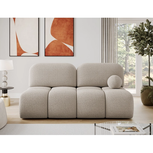 Nuwia sofa with sleeping function and storage box, beige bouclé upholstery, Modern, Beige