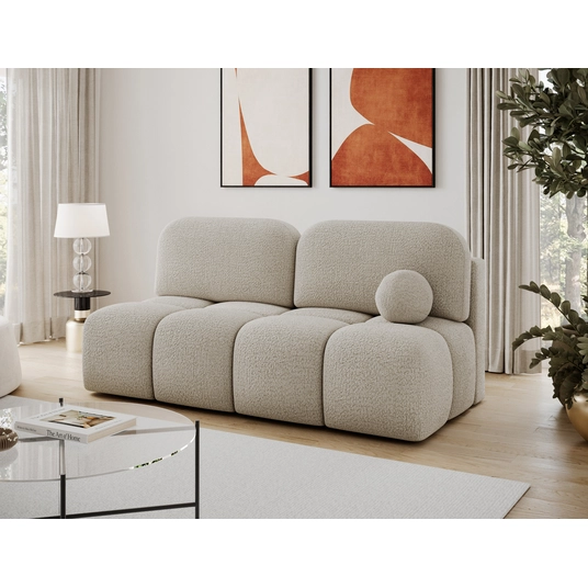 Nuwia sofa with sleeping function and storage box, beige bouclé upholstery, Modern, Beige