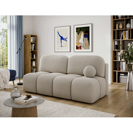 Nuwia sofa with sleeping function and storage box, beige bouclé upholstery, Modern, Beige