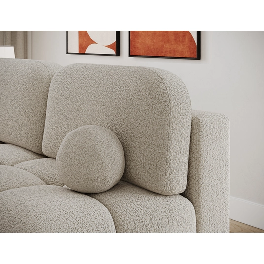 Nuwia sofa with sleeping function and storage box, beige bouclé upholstery, Modern, Beige