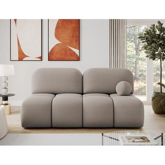 Nuwia sofa with sleeping function and storage box, beige plush upholstery, Modern, Beige