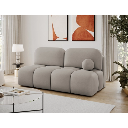 Nuwia sofa with sleeping function and storage box, beige plush upholstery, Modern, Beige