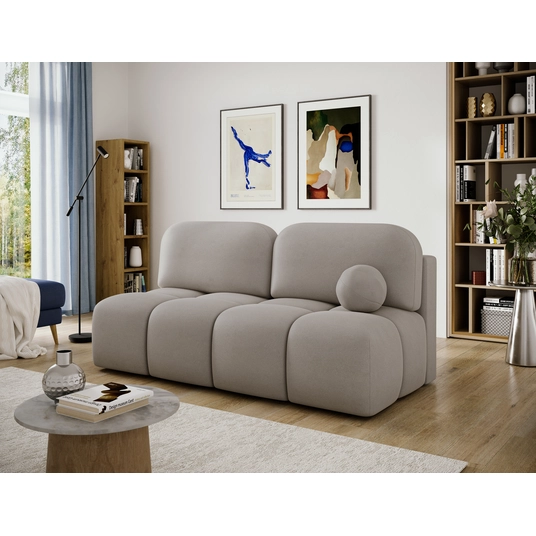 Nuwia sofa with sleeping function and storage box, beige plush upholstery, Modern, Beige