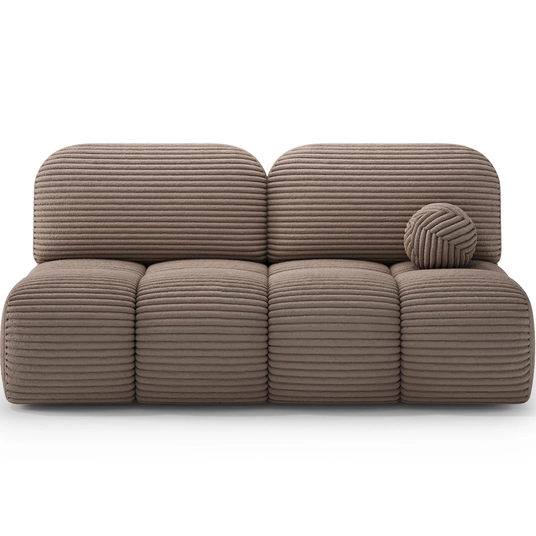 Nuwia sofa with sleeping function and storage box, light brown velvet upholstery, Modern, Light Brown