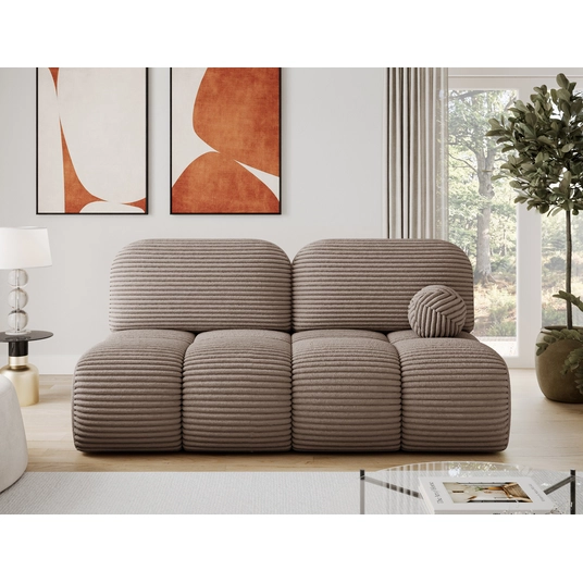 Nuwia sofa with sleeping function and storage box, light brown velvet upholstery, Modern, Light Brown