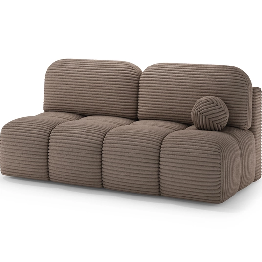 Nuwia sofa with sleeping function and storage box, light brown velvet upholstery, Modern, Light Brown