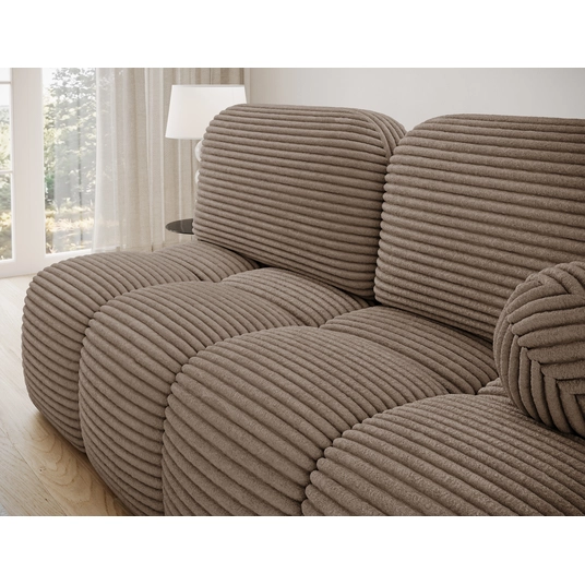 Nuwia sofa with sleeping function and storage box, light brown velvet upholstery, Modern, Light Brown