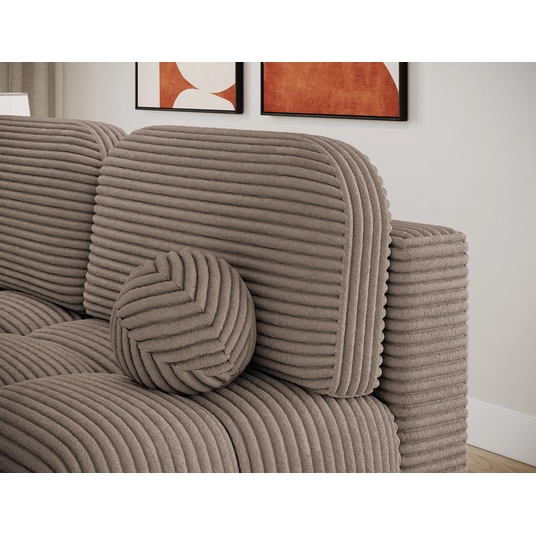 Nuwia sofa with sleeping function and storage box, light brown velvet upholstery, Modern, Light Brown