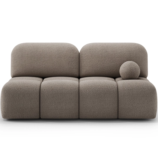 Nuwia sofa with sleeping function and storage box, brown bouclé upholstery, Modern, Brown