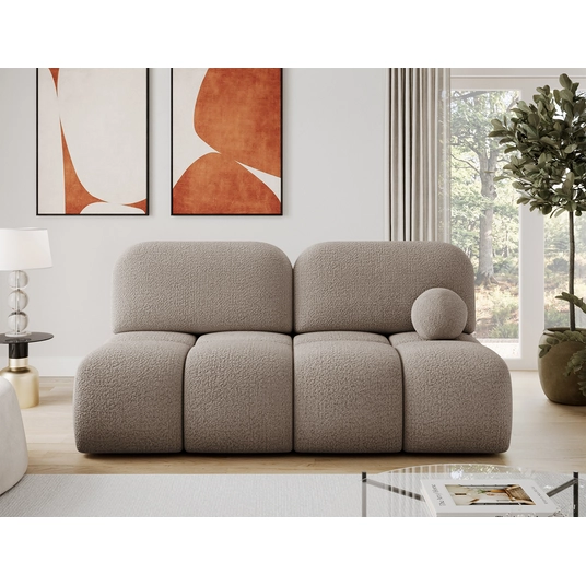 Nuwia sofa with sleeping function and storage box, brown bouclé upholstery, Modern, Brown