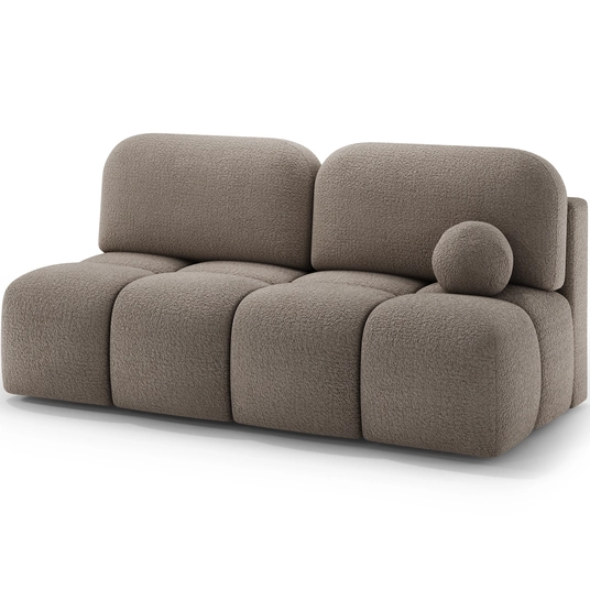 Nuwia sofa with sleeping function and storage box, brown bouclé upholstery, Modern, Brown