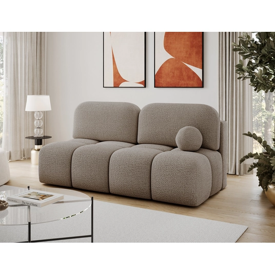 Nuwia sofa with sleeping function and storage box, brown bouclé upholstery, Modern, Brown