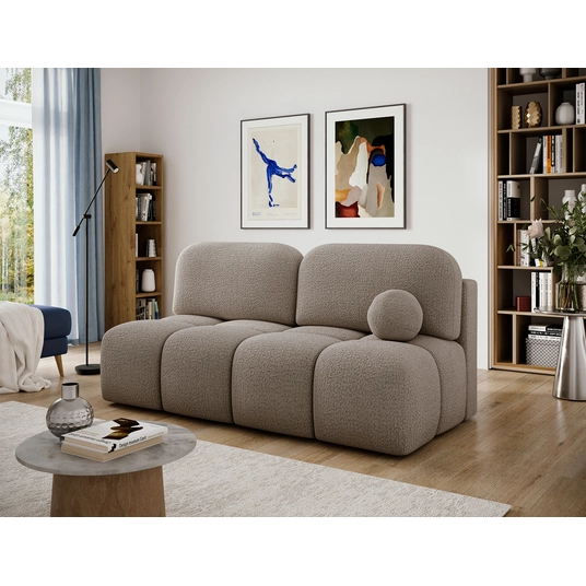Nuwia sofa with sleeping function and storage box, brown bouclé upholstery, Modern, Brown