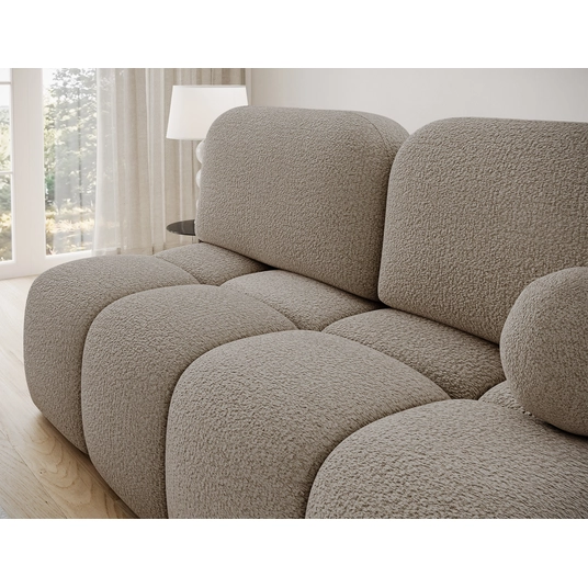 Nuwia sofa with sleeping function and storage box, brown bouclé upholstery, Modern, Brown