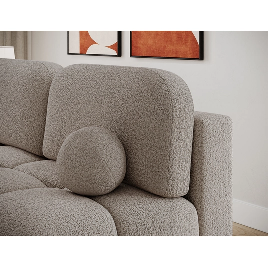Nuwia sofa with sleeping function and storage box, brown bouclé upholstery, Modern, Brown