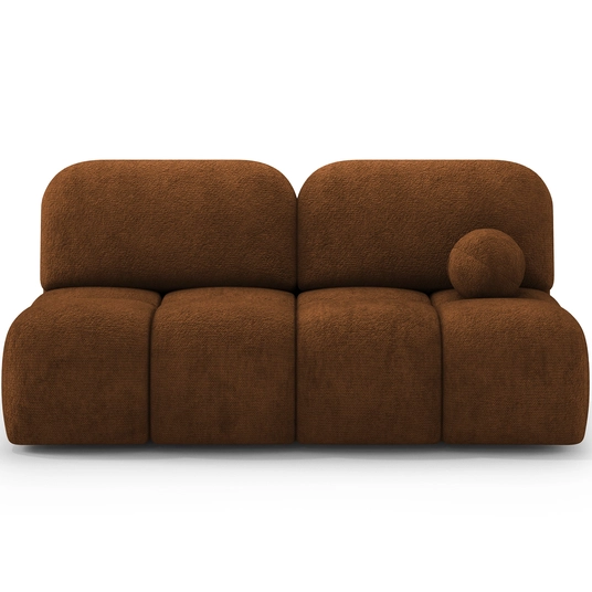 Nuwia sofa with sleeping function and storage box, brick red plush upholstery, Modern, Brick red