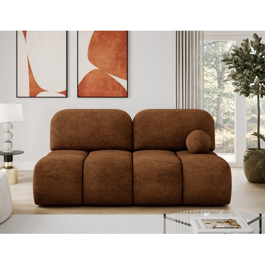 Nuwia sofa with sleeping function and storage box, brick red plush upholstery, Modern, Brick red