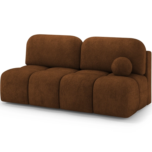 Nuwia sofa with sleeping function and storage box, brick red plush upholstery, Modern, Brick red