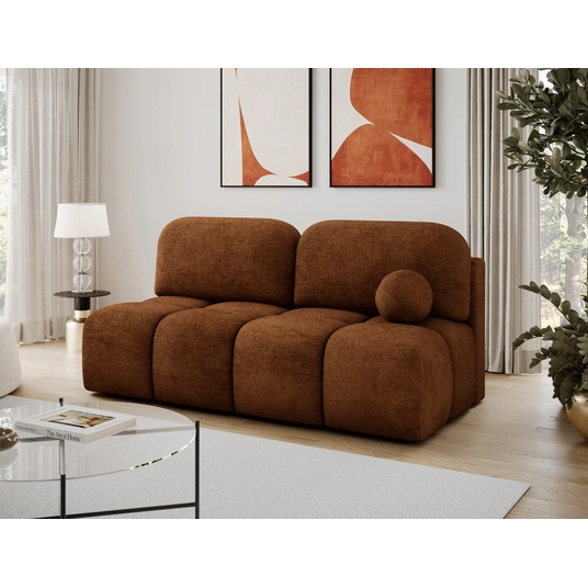 Nuwia sofa with sleeping function and storage box, brick red plush upholstery, Modern, Brick red
