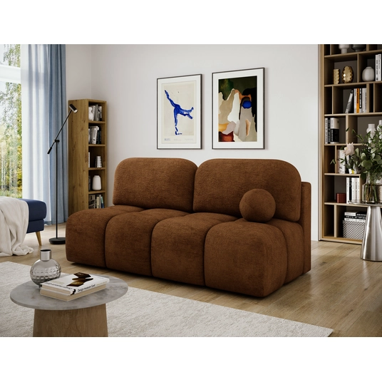 Nuwia sofa with sleeping function and storage box, brick red plush upholstery, Modern, Brick red