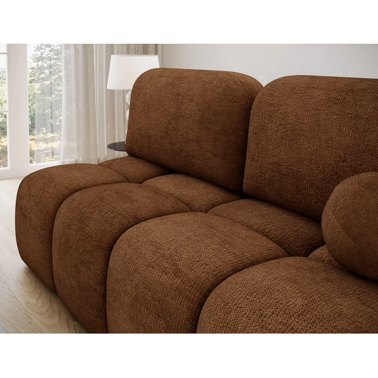 Nuwia sofa with sleeping function and storage box, brick red plush upholstery, Modern, Brick red
