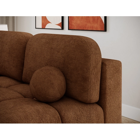 Nuwia sofa with sleeping function and storage box, brick red plush upholstery, Modern, Brick red