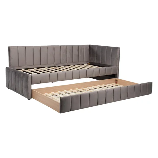 Bed JASPER with pull-out trundle 90x200cm, grey