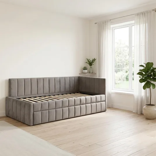 Bed JASPER with pull-out trundle 90x200cm, grey